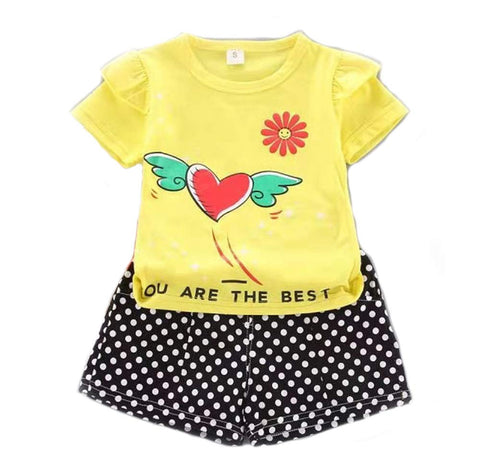 Summer Heart Polka Dot Print Top and Shorts Set for Baby Girl