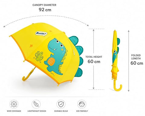 Kids 3D Dinosaur Umbrella | Easy Slide Open School Umbrella