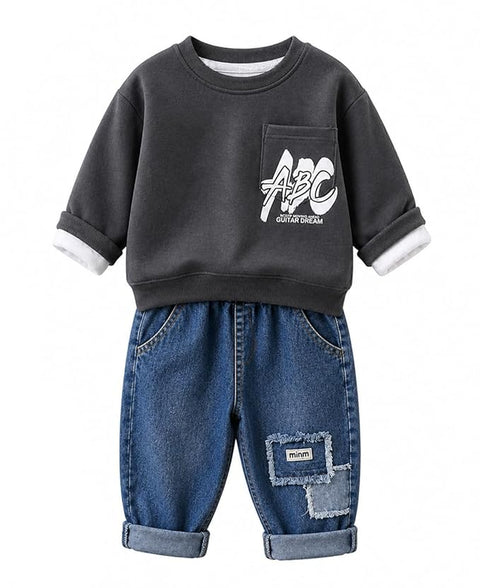 Boys Graphic Sweatshirt & Denim Jeans Co-ord Set