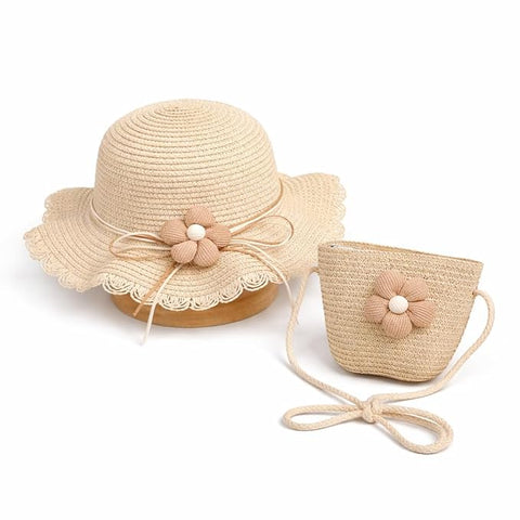 Sun Hat with Matching Sling Bag Combo For 2-8 Years Girls