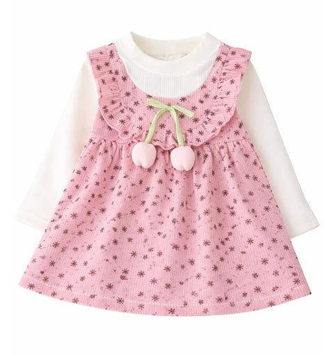 Baby Girls Floral Corduroy Full Sleeve Dress