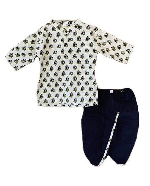 Printed Cotton Kurta with Dhoti Pants Set for Infant Toddler Little Boys