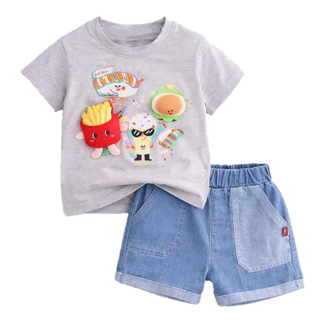 Kids 3D Fries Summer Clothing Set