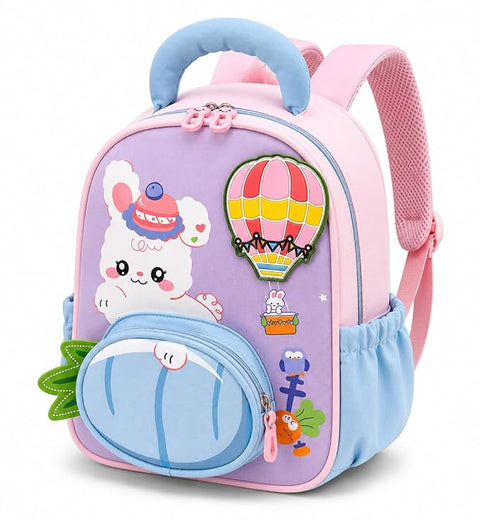 Bunny in Hot Air Balloon School Bag Backpack for Girls