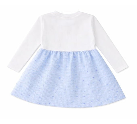 Baby Girls Self-Embroidered Full Sleeve Pinafore Frock Midi Dress T-shirt Tunic Set for Infant Girls