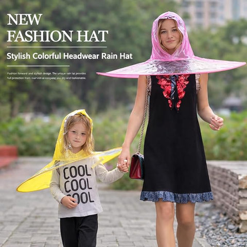 Kids Portable Foldable Hands-Free Waterproof Cute Cartoon Umbrella Hat Raincoat