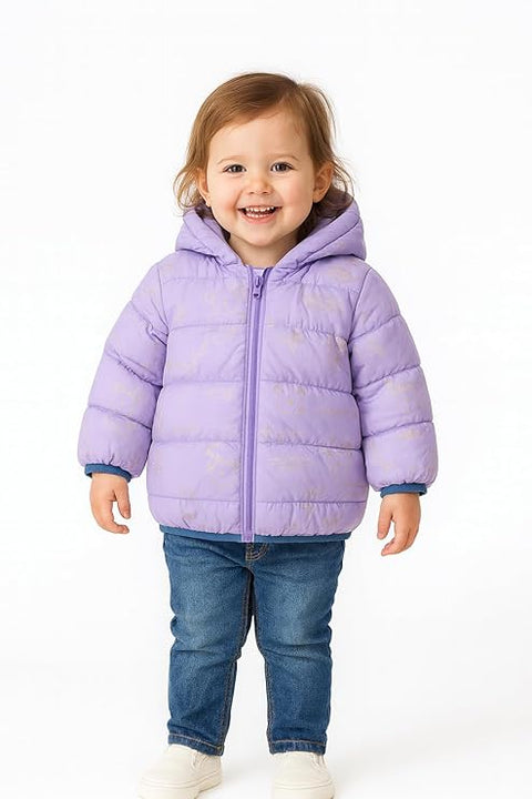 Lavender Hooded Puffer Jacket for Kids