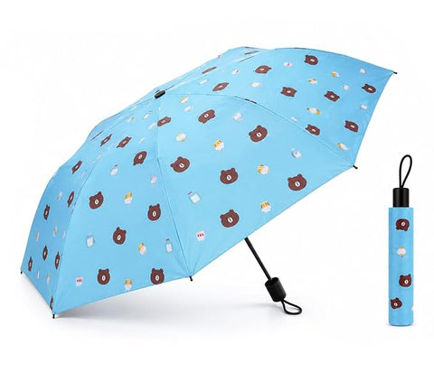 Bear Print 3 Fold Rain Umbrella | Travel Umbrella wid Cover
