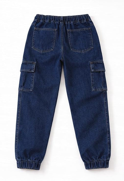 Kid's Trendy Cool Washed Casual Denim Jeans Pant with Elasticated Waistband