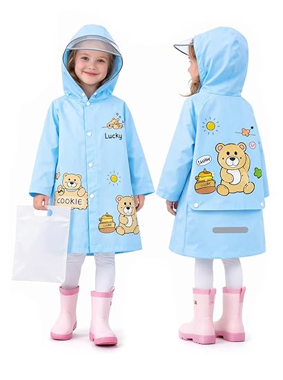 Kids Blue Hooded Raincoat