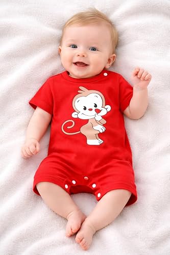 Half Sleeve Pure Cotton Cartoon Printed Onesie Romper Bodysuit for Newborn to Infant Kids