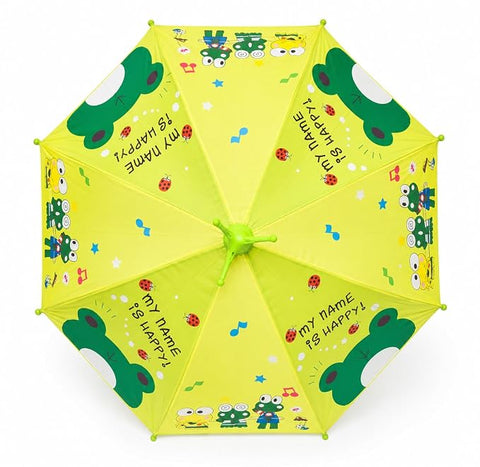 Kids Frog Print Rain Umbrella with Built-in Cover & Stand