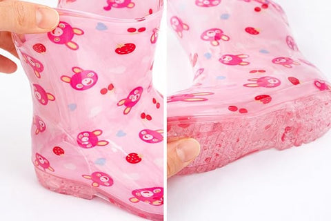 Pink Bunny Print Waterproof Rain Boots for Kids