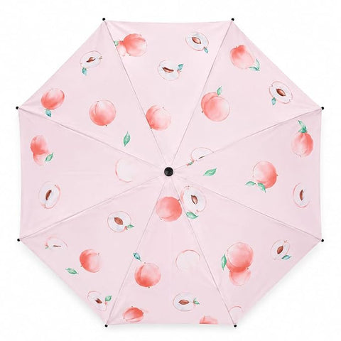 Adult's Peach Print 3 Fold Auto Open Close Umbrella for Sun & Rain