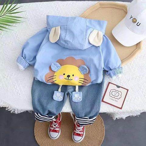 Cartoon Lion 3D Patch 3-Piece Winter Party Dress for Kids