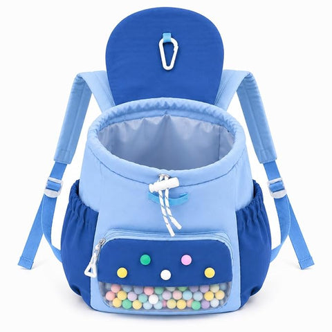 Kids Waterproof Pom Pom Backpack School Bag
