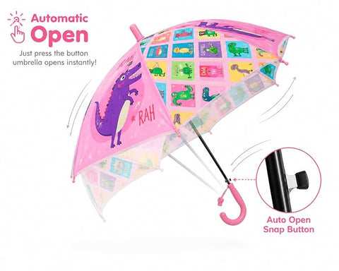 Kids Colorful Dinosaur Rain Umbrella with Whistle Keychain