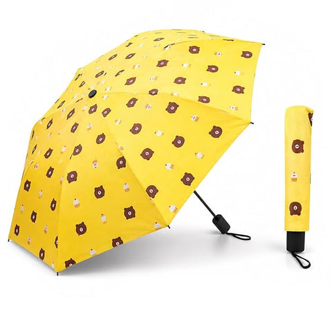 Bear Print 3 Fold Rain Umbrella | Travel Umbrella wid Cover