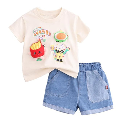 Kids 3D Fries Summer Clothing Set