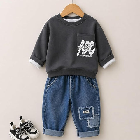 Boys Graphic Sweatshirt & Denim Jeans Co-ord Set