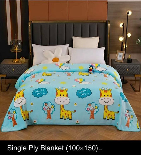 Cartoon Giraffe Full Size Kid's Warm Fleece Flannel Blanket Wrap Swaddle for Newborn Infant Toddler Baby Boy Girl