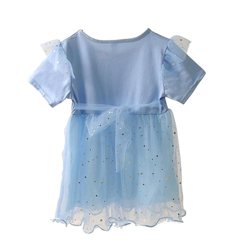 Girls Giltter Solid Tutu Frock Dress With Duck Theme Sling Bag