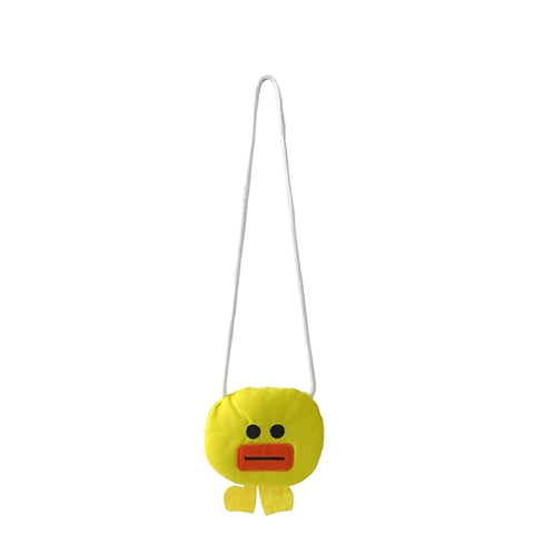 Girls Giltter Solid Tutu Frock Dress With Duck Theme Sling Bag