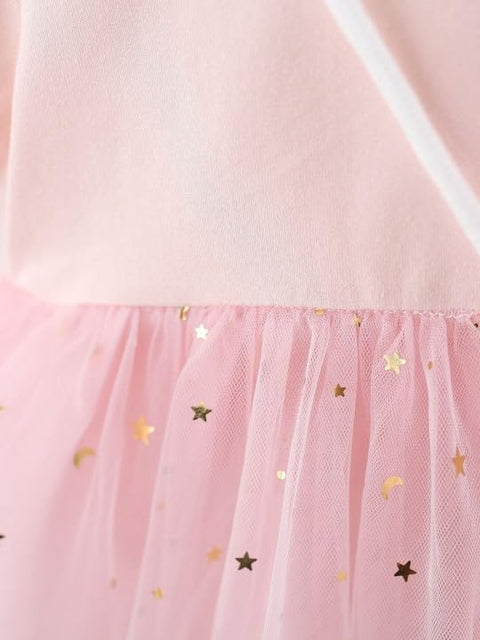 Girls Giltter Solid Tutu Frock Dress With Duck Theme Sling Bag