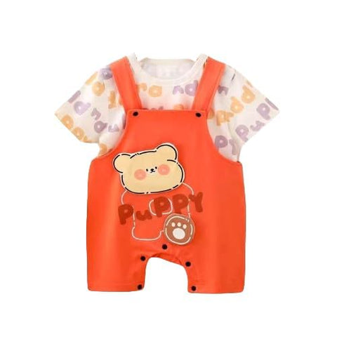 Kids Cute Cartoon Print Bibshort Dungaree Set