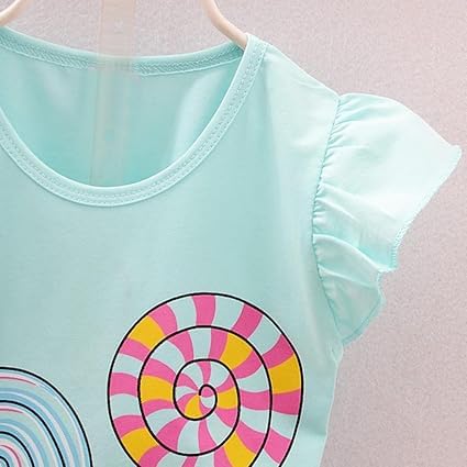Girls Candy Printed Cotton T-shirt & Floral Short Set