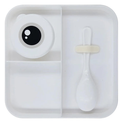 Kids Elephant Themed Beige Lunch Box With Stainless Steel Compartments, Spoon And Sauce Box-1190Ml