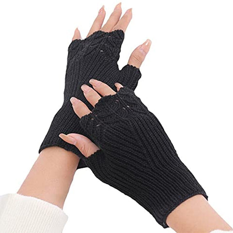 Women Winter Woollen Fingerless Gloves