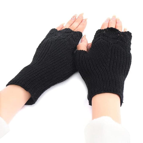 Women Winter Woollen Fingerless Gloves