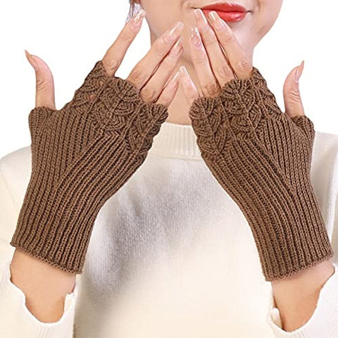 Women Winter Woollen Fingerless Gloves