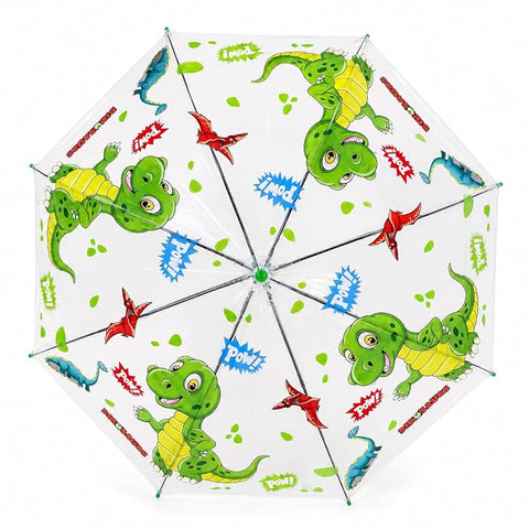 Kids Auto Open Clear Dinosaur Umbrella with Whistle