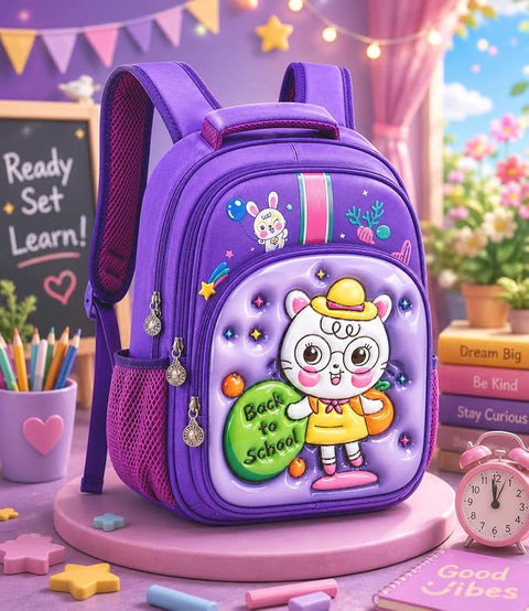Kids 3D Cartoon School Bag with Multi Compartments & Pockets