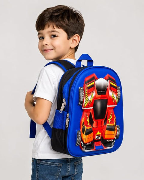3D Racing Car School Backpack For Kids