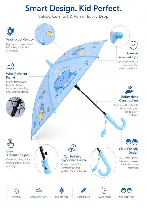 Kids Dinosaur Umbrella | Auto Open Sun & Rain Umbrella