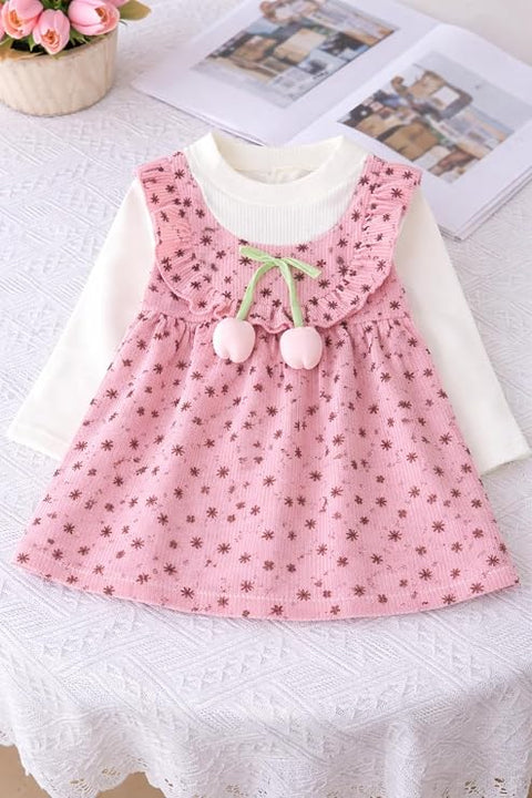 Baby Girls Floral Corduroy Full Sleeve Dress