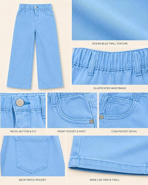 Girls Cotton Twill Wide Leg Pants