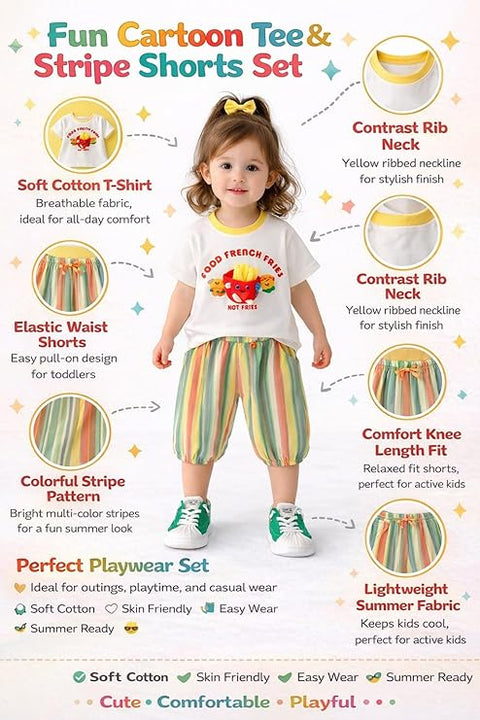 Kids  3D Fries Summer Co-Ord Set