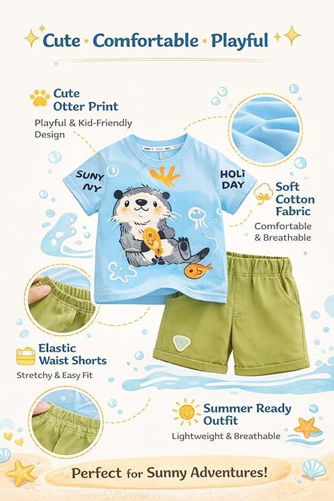 Boys Cartoon Otter Print Co-Ord Set