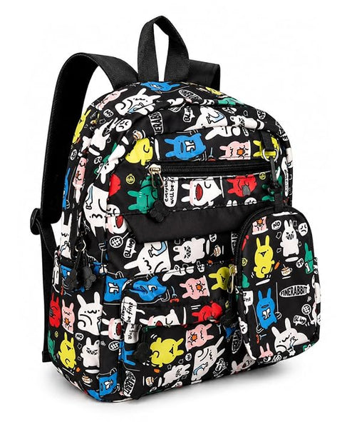 Cartoon Graffiti School Backpack with Detachable Pouch