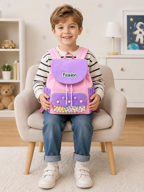 Kids Waterproof Pom Pom Backpack School Bag