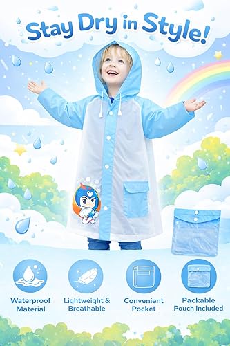 Blue EVA Hooded Raincoat