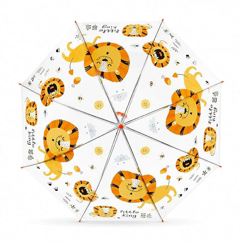 Kids Auto Open Clear Lion Umbrella with Whistle
