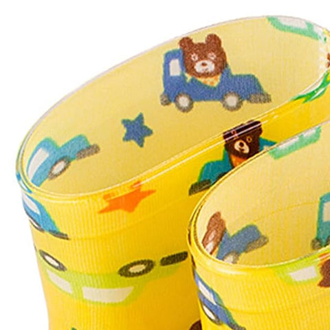 Kids Yellow Bear & Car Print Waterproof Rain Boots