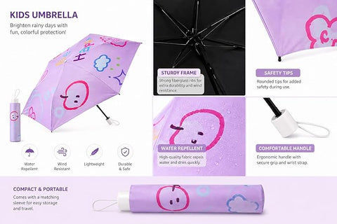 All Over Print 5 Fold Mini Travel Umbrella