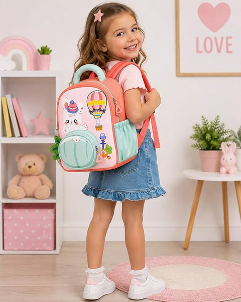 Bunny in Hot Air Balloon School Bag Backpack for Girls