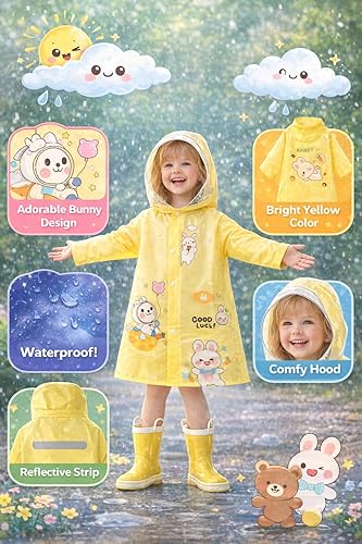 Kids Yellow Hooded Raincoat